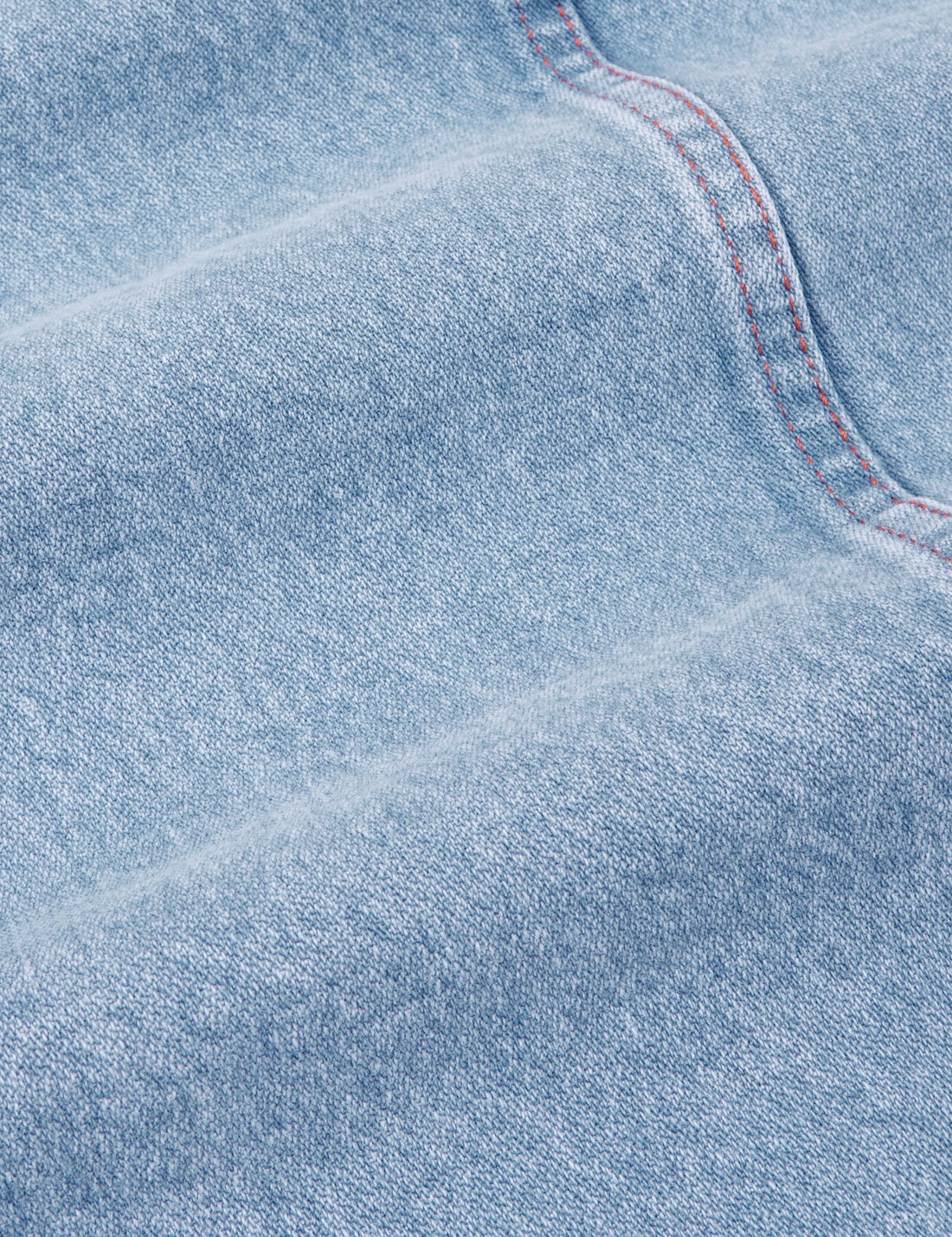 Indigo Denim Work Jacket in Light Wash fabric detail close up