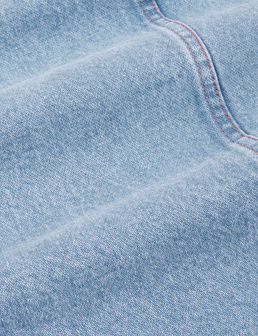 Indigo Denim Work Jacket in Light Wash fabric detail close up