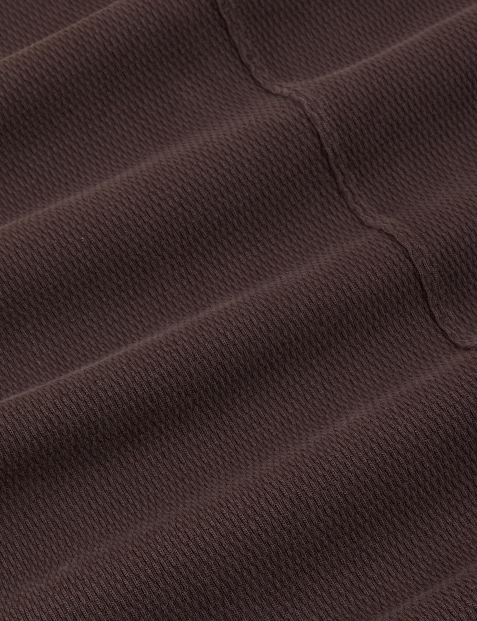 Long Sleeve Fisherman Polo in Espresso Brown fabric detail