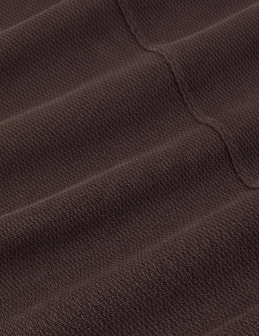 Long Sleeve Fisherman Polo in Espresso Brown fabric detail
