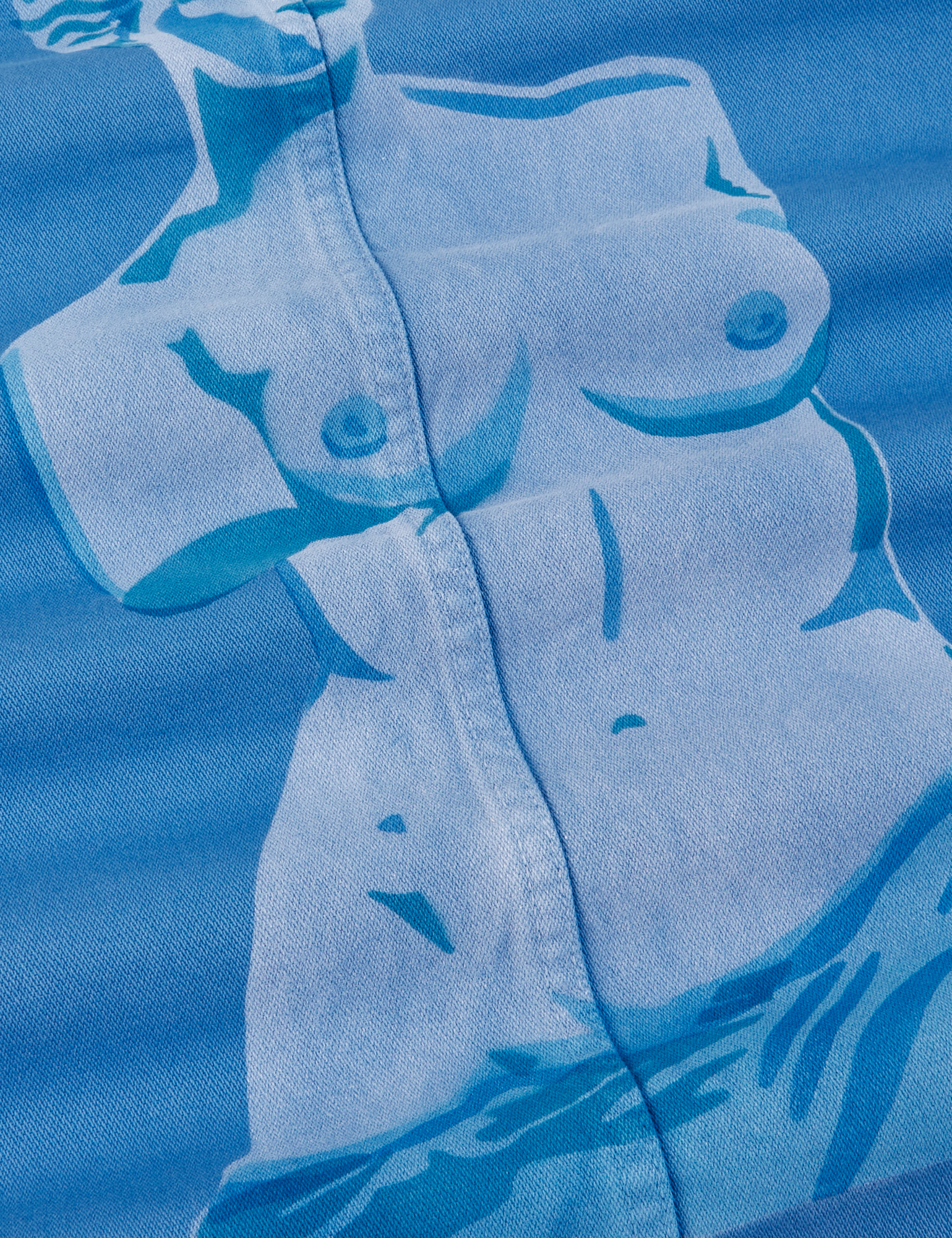 Neoclassical Work Jacket in Blue Venus close up of airbrushed Venus