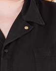 Front close up of Everyday Jumpsuit in Basic Black worn by Catie
