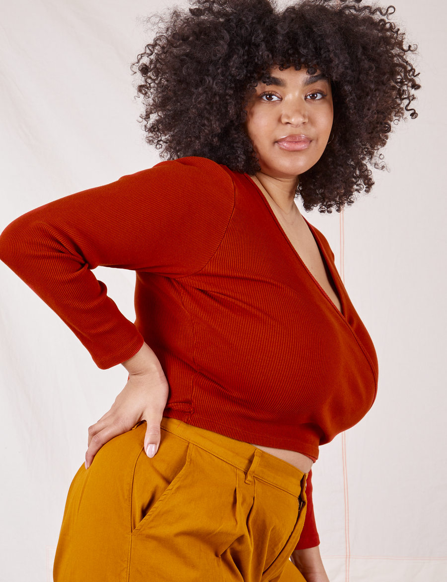 Wrap Top in Paprika side view on Lana