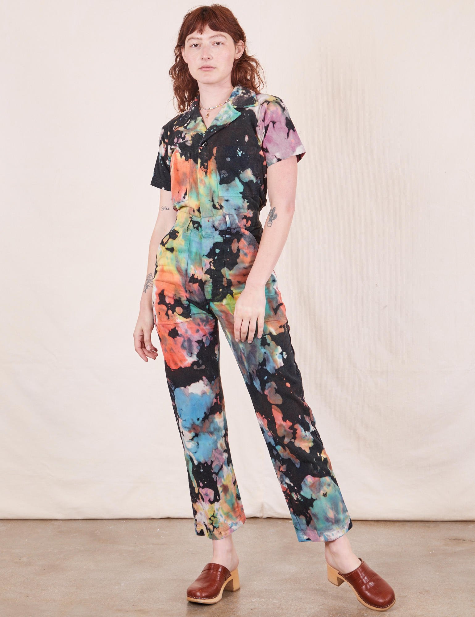 Short Sleeve Jumpsuit in Rainbow Magic Waters on Alex