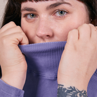 Close up of Essential Turtleneck in Faded Grape on Sydney