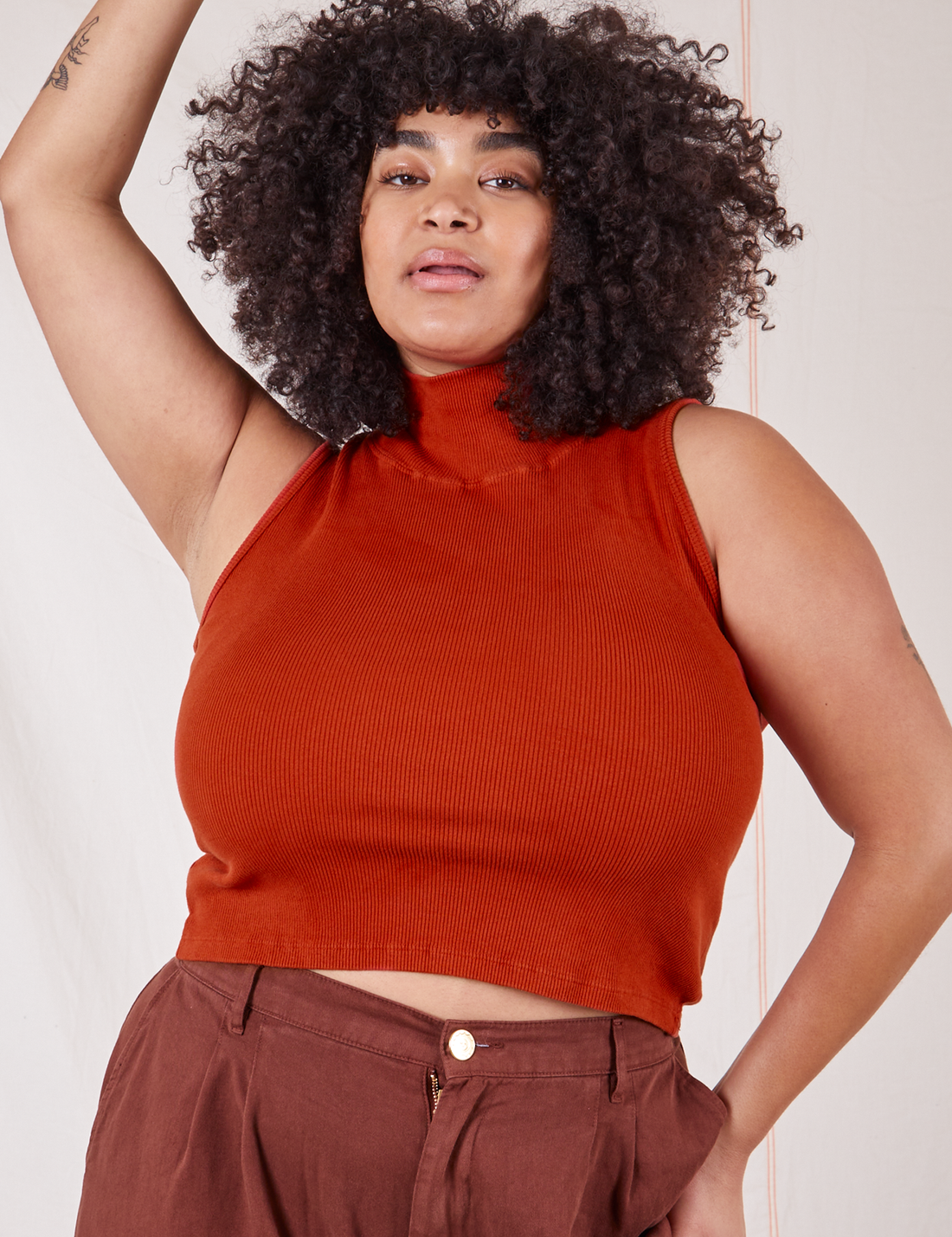 Sleeveless Essential Turtleneck in Paprika on Lana