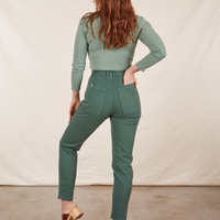 Pencil Pants in Dark Emerald Green back view on Allison