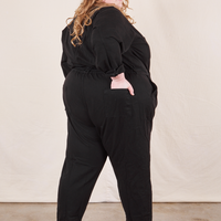 Back view of Everyday Jumpsuit in Basic Black worn by Catie