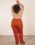 Back view of Work Pants in Burnt Terracotta and tan Wrap Top on Morgan