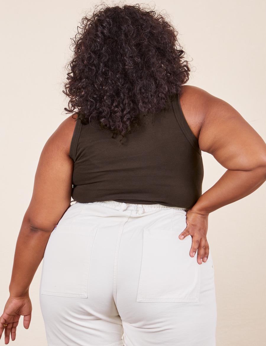 The Tank Top in Espresso Brown back view on Morgan