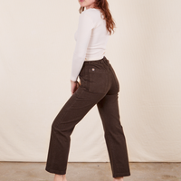 Work Pants in Espresso Brown side view on Alex