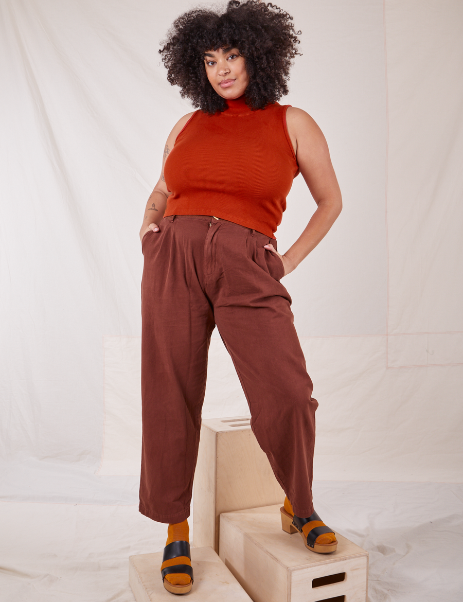 Sleeveless Essential Turtleneck in Paprika on Lana