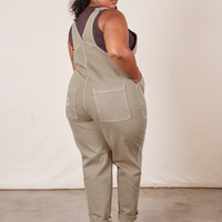 Back view of Original Overalls in Khaki Grey worn by Morgan