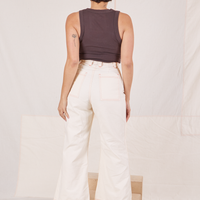 Back view of Bell Bottoms in Vintage Off-White and espresso brown Tank Top worn by Tiara
