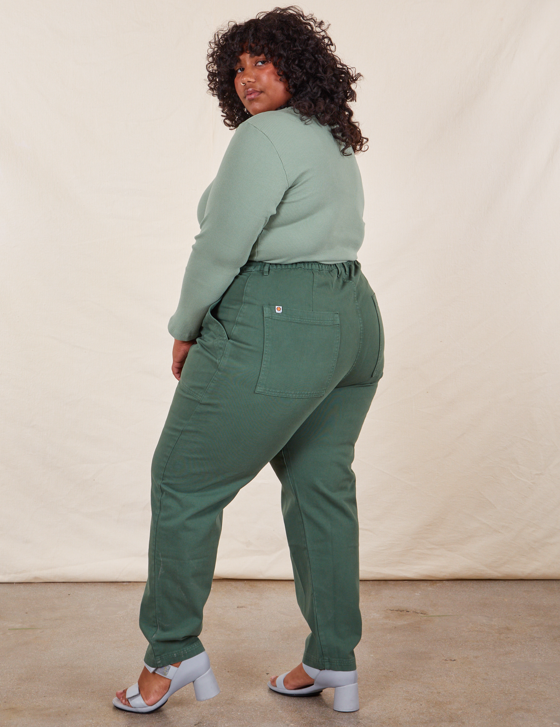 Melange Cropped Suit Pants Green | NA-KD
