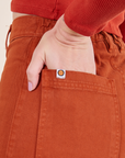 Western Pants in Burnt Terracotta back pocket close up