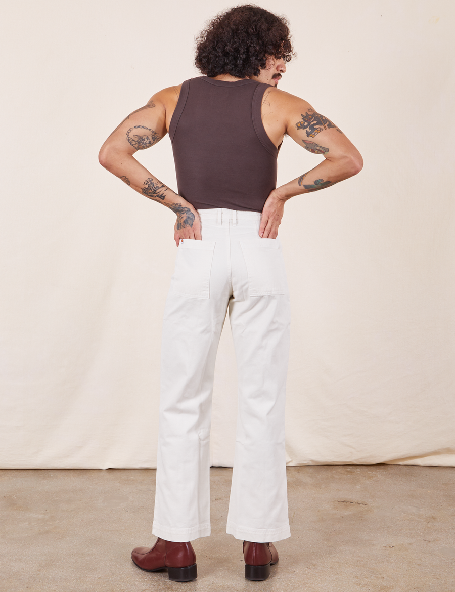 Western Pants in Vintage Tee Off-White back view on Jesse wearing espresso brown Tank Top