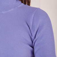 Front close up of 1/2 Sleeve Essential Turtleneck in Faded Grape on Alex