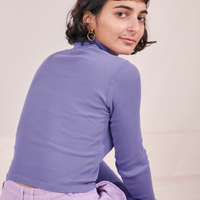 Back view of Essential Turtleneck in Faded Grape worn by Soraya