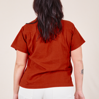 Pantry Button-Up in Paprika back view on Faye wearing vintage off-white Western Pants