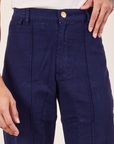 Western Pants in Navy front close up on Jesse