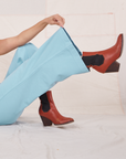 Bell Bottoms in Baby Blue side view pant leg close up