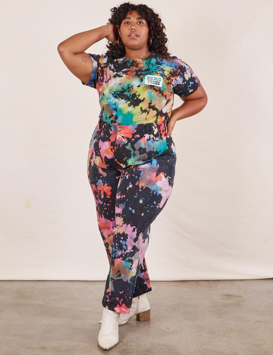 Morgan is wearing Rainbow Magic Waters Work Pants and matching Tee