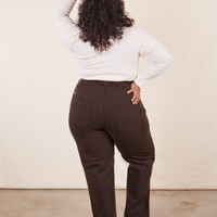 Work Pants in Espresso Brown back view on Morgan