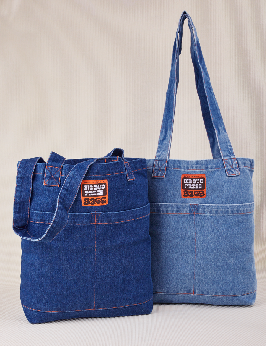 Denim Everyday Tote Bag in Dark Wash and Light Wash