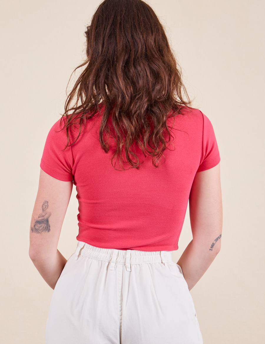 Back view of Baby Tee in Hot Pink on Alex