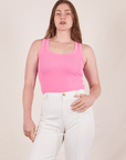 Allison is wearing size XXS Tank Top in Bubblegum Pink paired with vintage off-white Western Pants