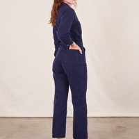 Back view of Everyday Jumpsuit in Navy Blue worn by Alex