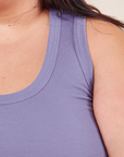 The Tank Top in Faded Grape strap close up on Sarita
