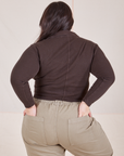 Back view of Long Sleeve Fisherman Polo in Espresso Brown worn by Ashley