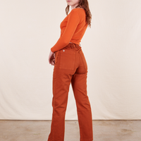 Work Pants in Burnt Terracotta back view on Alex