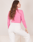 Back view of Essential Turtleneck in Bubblegum Pink worn by Allison