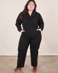 Ashley is 5'7" and wearing 1XL Everyday Jumpsuit in Basic Black