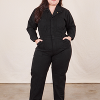 Ashley is 5'7" and wearing 1XL Everyday Jumpsuit in Basic Black