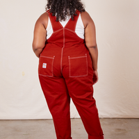 Original Overalls in Paprika back view on Morgan wearing vintage off-white Tank Top