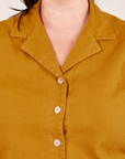 Pantry Button-Up in Spicy Mustard close up on Faye