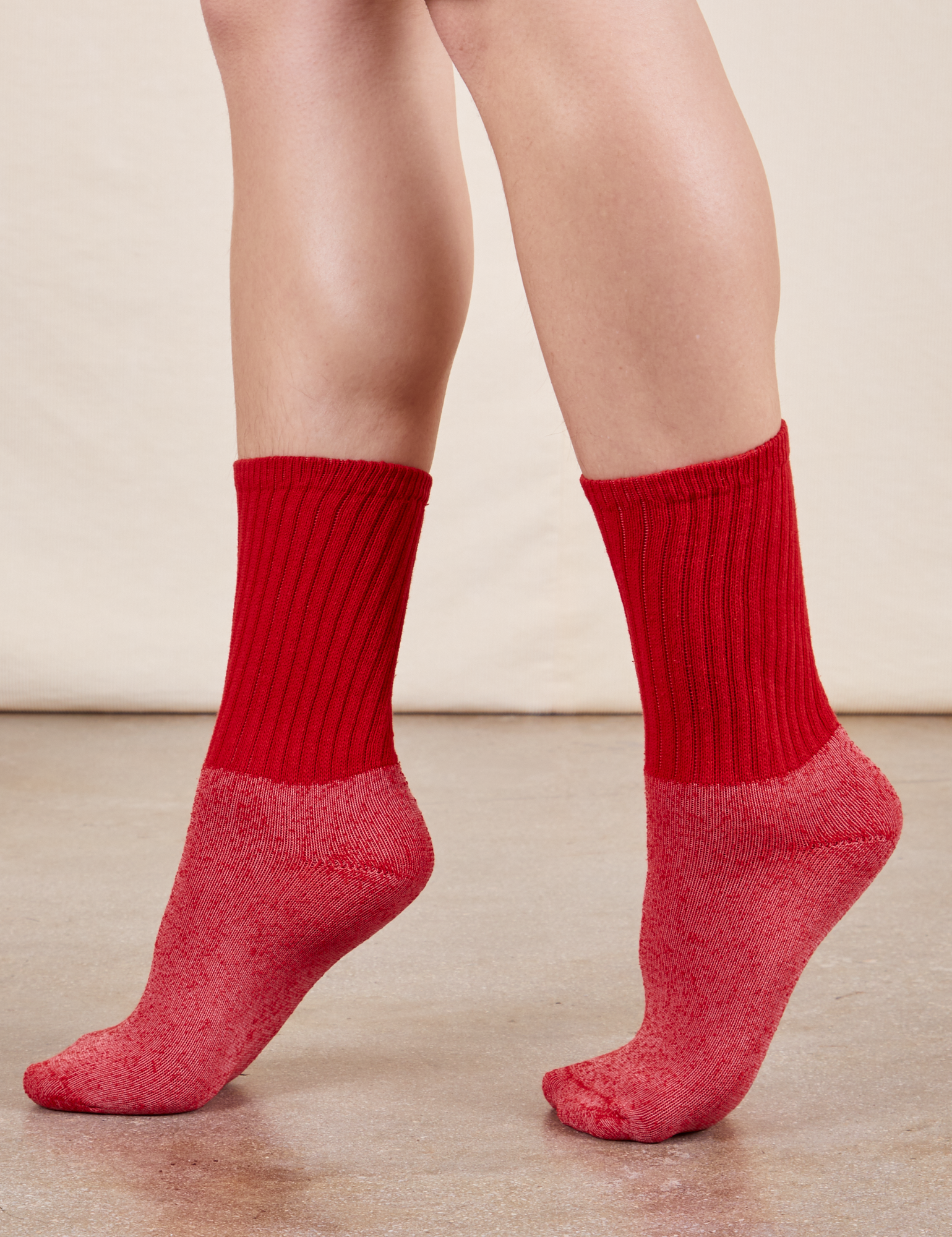 Thick Crew Sock in Mustang Red