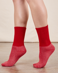 Thick Crew Sock in Mustang Red