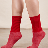 Thick Crew Sock in Mustang Red