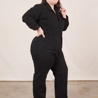 Side view of Everyday Jumpsuit in Basic Black worn by Ashley