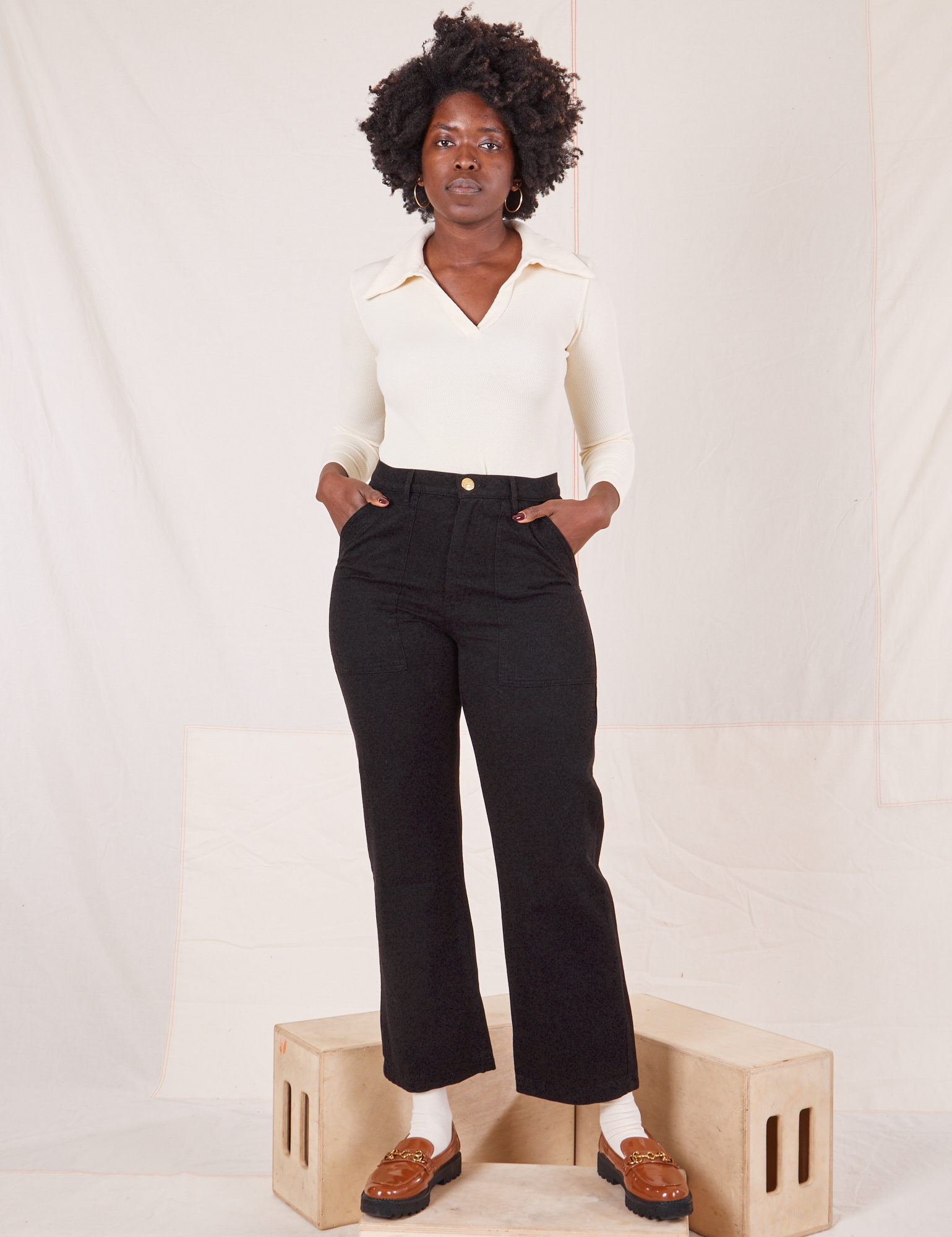 Black high waisted work pants best sale
