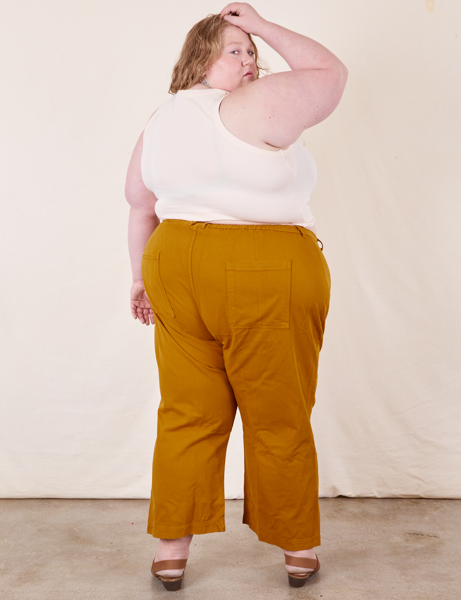 Western Pants in Spicy Mustard back view on Catie
