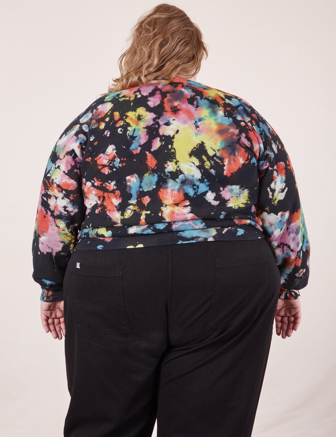 Back view of Heavyweight Crew in Rainbow Magic Waters worn by Catie