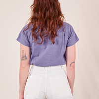 Pantry Button-Up in Faded Grape back view on Alex wearing vintage off-white Western Pants