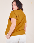 Back view of Pantry Button-Up in Spicy Mustard worn by Faye