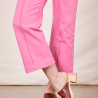 Western Pants in Bubblegum Pink pant leg close up on Allison